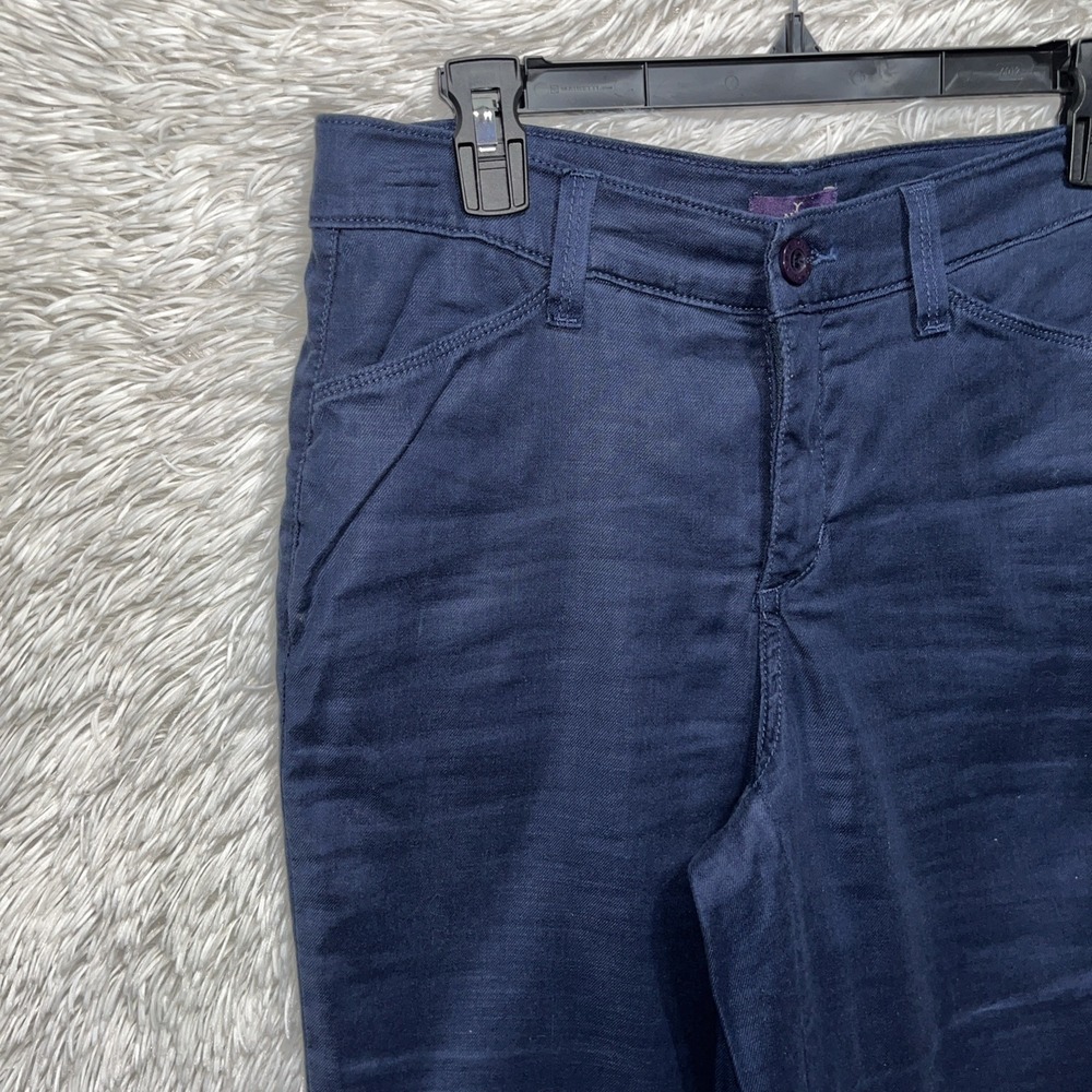 NYDJ Linen Blend Crop Pants Blue Size 4 High Rise Slimming Casual Vacation - Picture 4 of 13